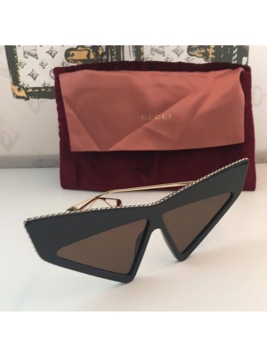 Authentic New Gucci GG0430S 002 Sunglasses – Black Cat-Eye with Brown Lenses main image 2